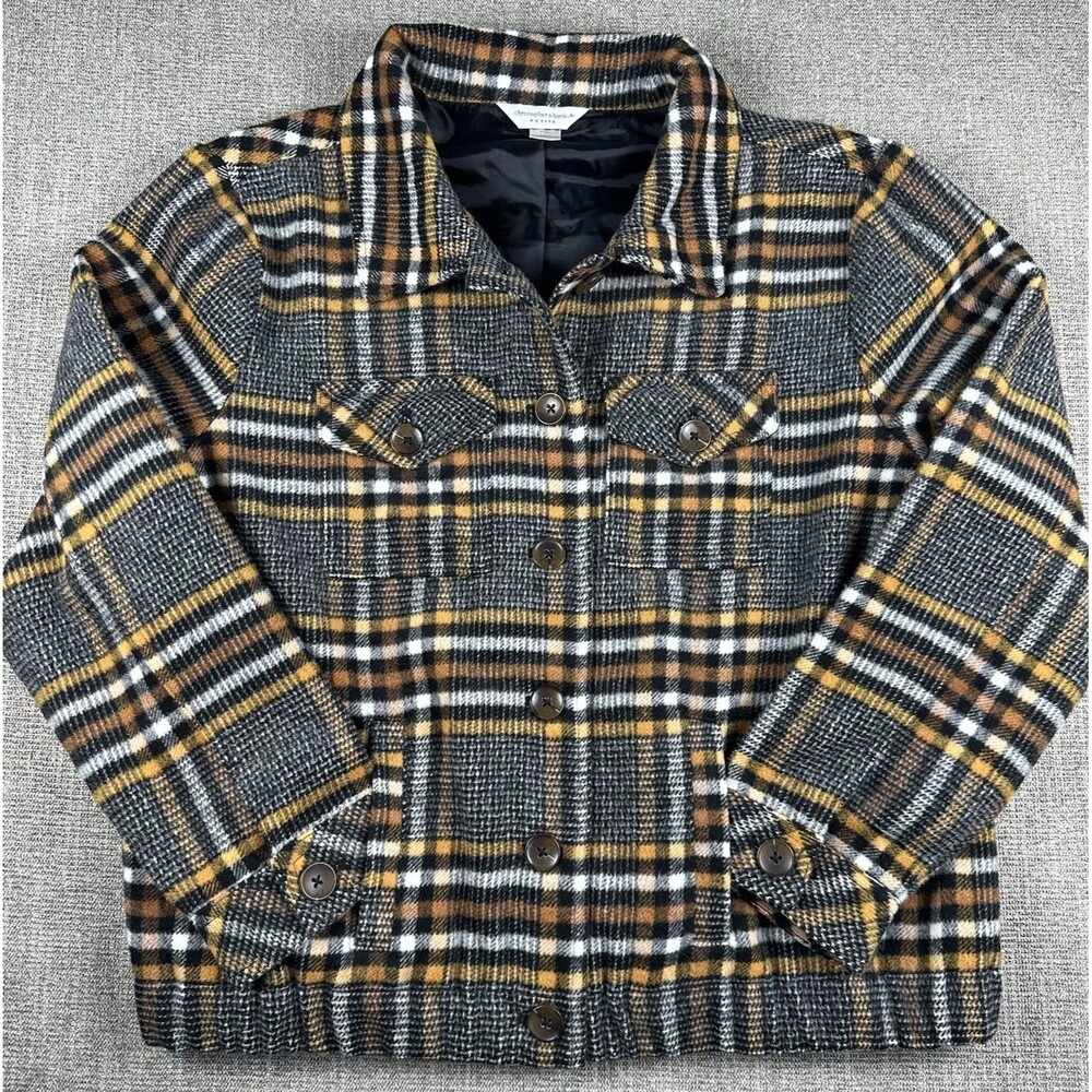 Christopher & Banks Women's Long Sleeve Wool Blend Plaid Outdoors  Petite XL